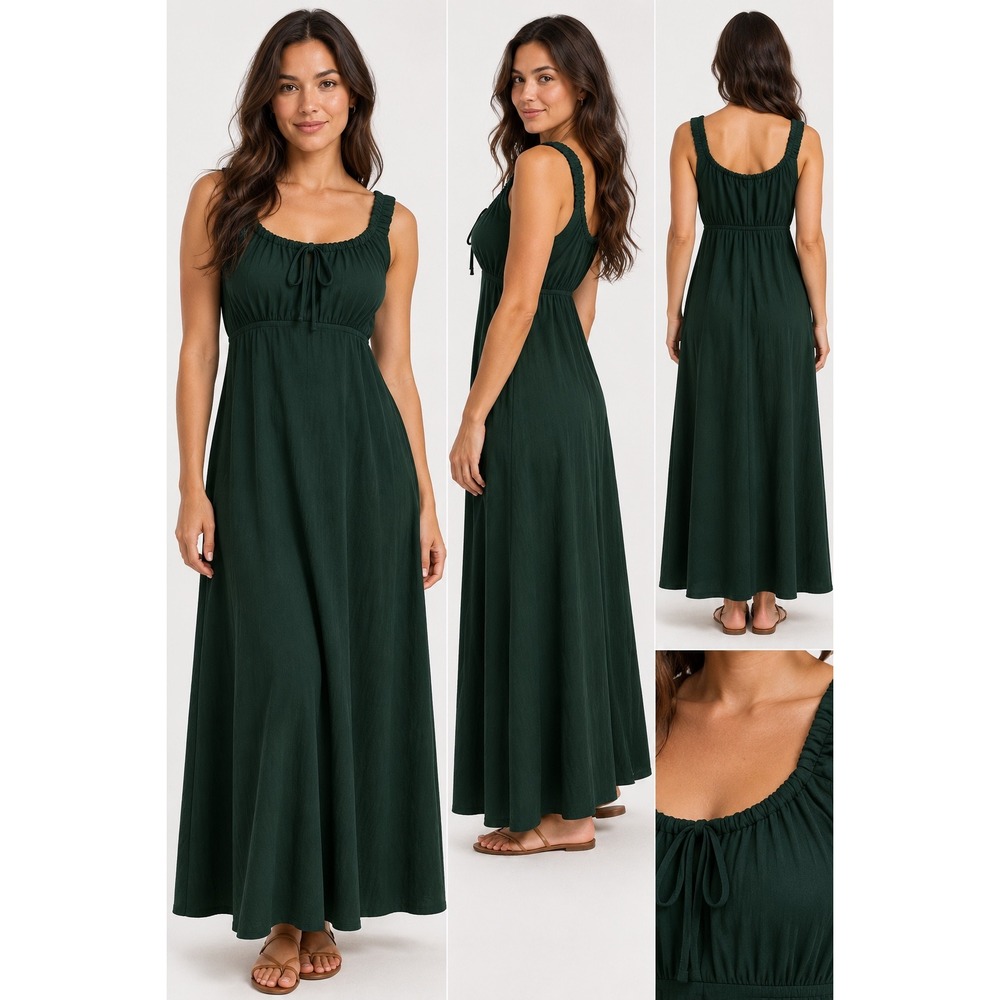 Old Navy Sleeveless Modern Column Maxi Dress Dark Green Empire Waist M